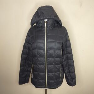 Michael Kors Navy Quilted Hooded Puffer Jacket